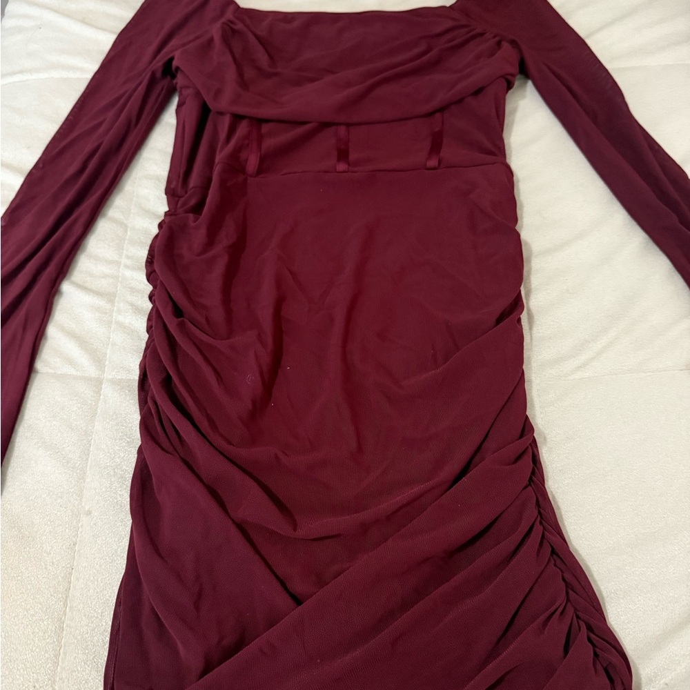 SHEIN Wine Long Sleeve Dress